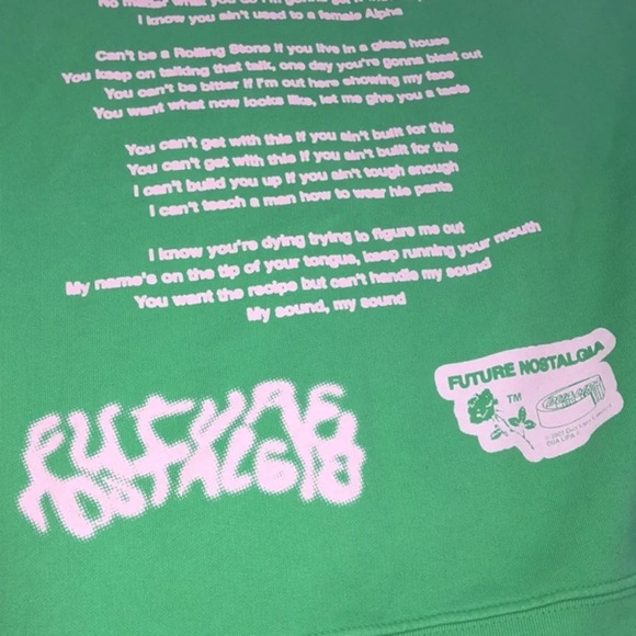 Dua Lipa Future Nostalgia tour merch green sweatshirt size medium - Picture 3 of 8